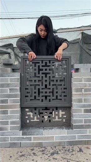 #Openwork Wall and Window #Antique Style Building Materials -Blue Bricks, Tiles, and Brick Carv