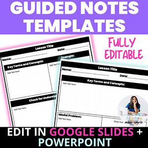 Guided Notes Template Editable Google Slides Powerpoint Middle and High School