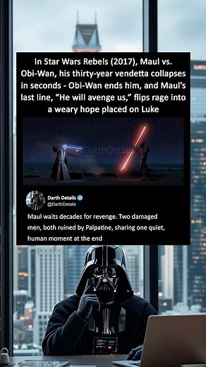 In Star Wars Rebels (2017), Maul vs. Obi-Wan, his thirty-year vendetta collapses in seconds