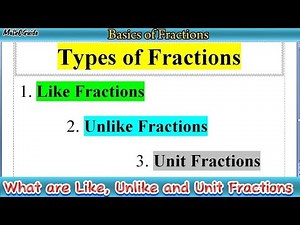 What are Like Fractions, Unlike Fractions and Unit Fractions | Types of Fractions | MathoGuide