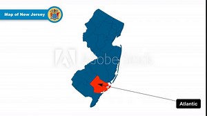 Atlantic Map Video, New Jersey map, Political Map of New Jersey, New Jersey United States, with all states, national flag and borders, travel, education, geography, and global studies.