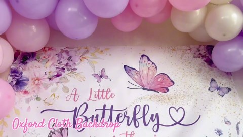 195 Pc Butterfly Baby Shower Decorations for Girl with Pink and Purple Butterfly Balloon Arch Kit, Baby Girl Boxes, Backdrop, Tablecloth, Sash, Cake and Cupcake Toppers, Crown and more