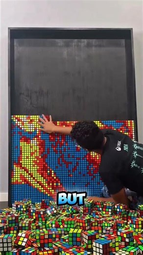 This Looks Like Random Colors... Until He Finish the Last Cube. 🤯 #rubixcube #speed ubing #shorts