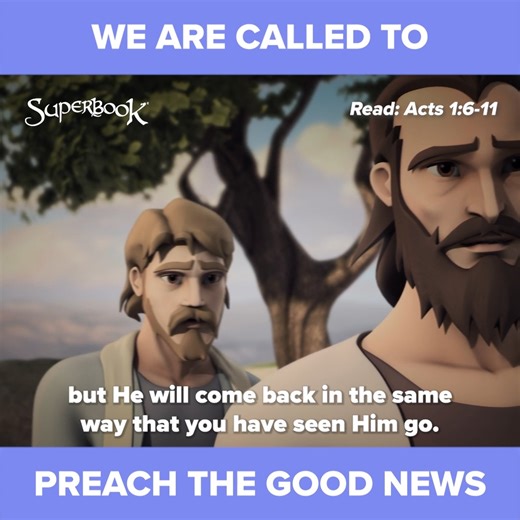 This was how Jesus ascended into heaven, leaving us with the promise of His presence and His return. Let this be an assurance that Jesus will never leave us, for His presence is always with us! 🤍☝🏾🤗 . . . . . SUPERBOOK Bringing Bible Stories and Jesus' love to kids everywhere Series App Academy Outreach | Superbook