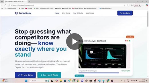 Built Competitor AI in 3 days with Python and Streamlit. | Jyothiradhithya Mamidala posted on the topic | LinkedIn