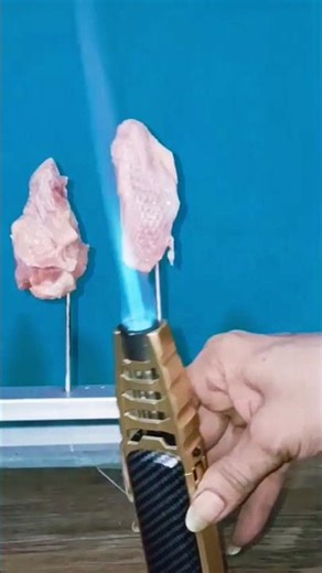 powerful Lighter vs Chicken pieces #lightervideo