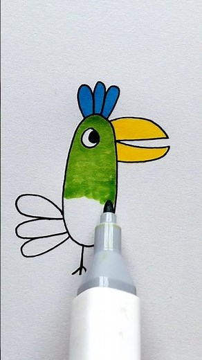 ✅ 🎨🐦 Super Easy Polly Parrot Drawing for Kids | Cute Peppa Pig Art ✨ #shorts