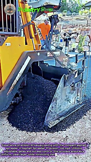 Asphalt Spreader Job in Action #worker #process #driveway #pavement #machinery