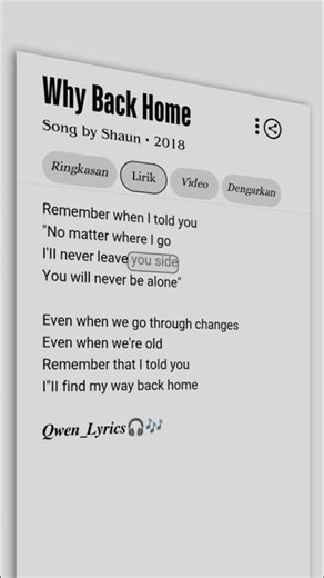 Why Back Home - Song Lyric 🎧🎶