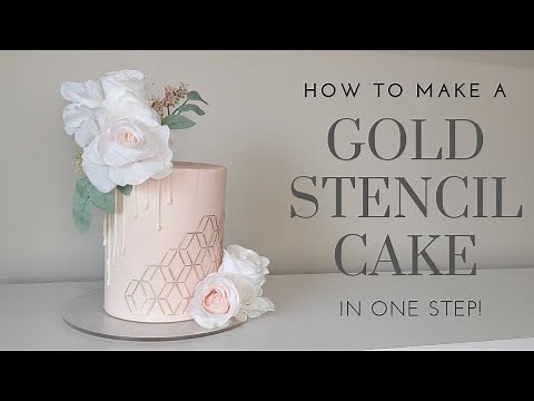 SIMPLE One Step GOLD STENCIL Technique! | Cake Decorating Trends | Cake Decorating Tutorial