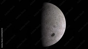 Full moon to new moon. Looping 3D animated timelapse of the phases of the Moon. 4k, 3d rendering complete cycle animation of Moon on black background.