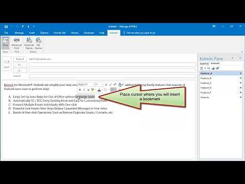 Easily insert and manage bookmarks in an Outlook email