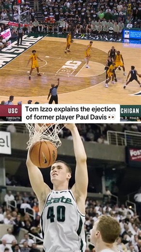 SportsLine on Instagram: "Paul Davis was ejected from the stands during the USC-Michigan State basketball game #tomizzo #pauldavis #michiganstate #collegebasketball #cbb"