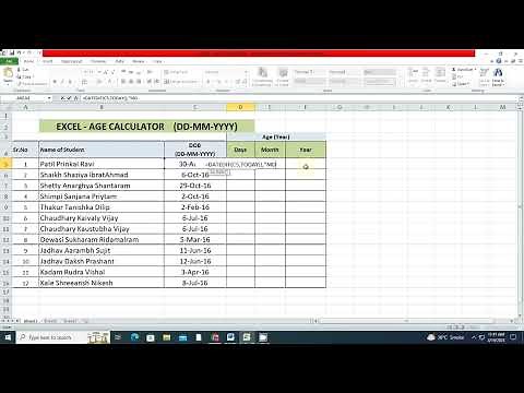 EXCEL - AGE CALCULATOR (DD-MM-YYYY)