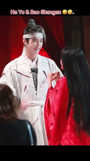㊗️ He Yu & Bao Shangen play-fighting on set so cute 🤣⚔️#heyu#baoshangen