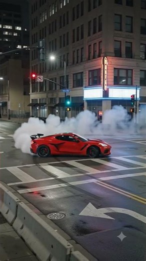 INSANE Chevrolet Corvette ZR1 Night Drift! 😱🔥 Real V8 Sounds & Tire Smoke #shorts