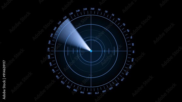 Radar screen animation, Blue color moving radar HUD