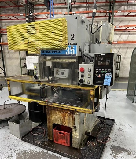 38.5 Ton, Komatsu #OBS35-3, open back vari-speed mechanical gap frame press, air clutch & brake For Sale | Surplus Record