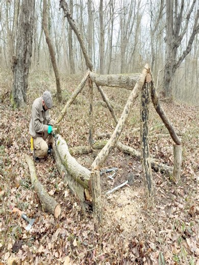 Building a Solid A-Frame Shelter Alone in Winter