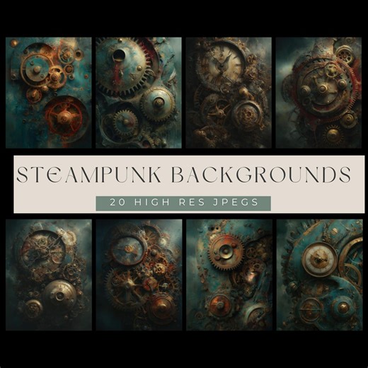 Steampunk Backgrounds Digital Paper Pack | Dark Clockwork Textures | Gothic Industrial Collage | 20 High-res Jpegs - Etsy