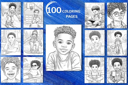 Black Boy Coloring Pages Bundle, Printable Kids Coloring Sheets, African American Child Portraits, Fun Daily Activities PDF PNG 8.5x11 - Etsy Australia