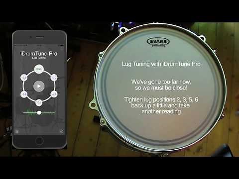 Drum tuning with iDrumTune Pro drum tuner app - clearing / equalizing the drumhead (lug tuning)