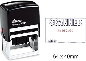 Self Inking Shiny Date Stamper with Scanned & Initial Text Office Stationery Rubber Stamp S-829D