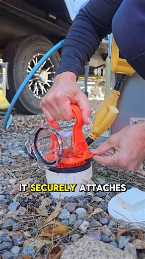 Kestra & James | DIY RV Tips & Upgrades| Travel Family | on Instagram: "We just got the Rhino Drain Lock from camco and it is a game changer RV sewer dumping! [Camco Partner] Here’s what we’re loving about it. 💩 Provides a secure, leak-proof and odor-tight connection. 💩 No more need for rocks or weights to keep your hose in place with the locking adapter. 💩 Easy connect handle offers a secure grip to make set up quicker. 💩 Unlike typical threaded adapters, you can position the Rhino Drain Lo