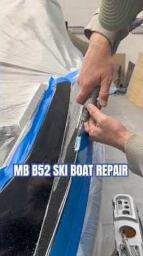 Deep gouge repaired on deck of MB B52 ski boat! #fiberglass #gelcoat #boat #repair #restoration