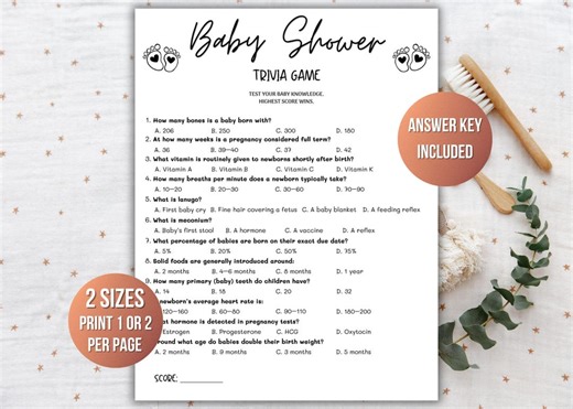 Baby Shower Trivia Game Printable, Baby Trivia Questions, Fun Coed Baby Shower Game, Instant Download Party Activity - Etsy
