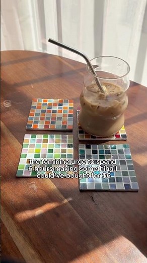 DIY Tile Coasters 😍 Tutorial on the linked video! ✨ #diycoasters #diycoaster #diycrafts #diy