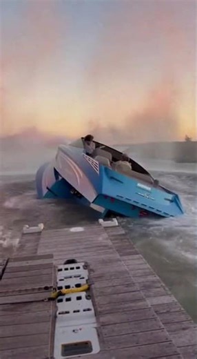 Speedboat Launches Sideways After Hitting Wake in Narrow Channel 😳🔥
