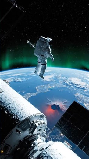 The ultimate office view! 🚀 Astronauts brave a spacewalk with Earth's #space #iss #youtubeshorts