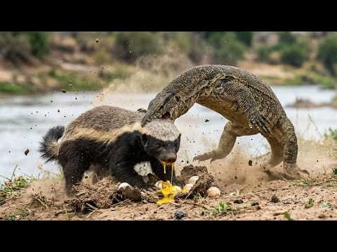 A Honey Badger Steals Eggs from a Nile Monitor Lizard — and Pays the Price