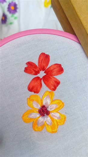 Easy ribbon embroidery #ribbon #embroidery #handbroidery #viral #shorts