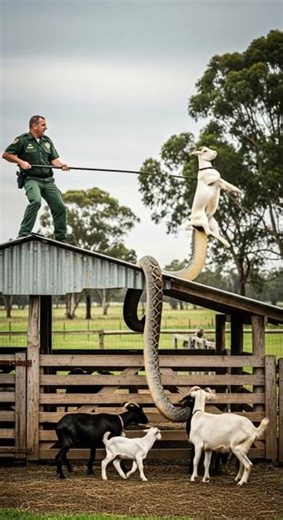 Python Caught a Goat — Officer Smashes with Epic Rescue Move #python #goat #rescue