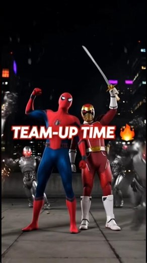 Spider-Man & Power Ranger vs Giant Robot! ⚡ Epic Team-Up!#SuperheroesUnite