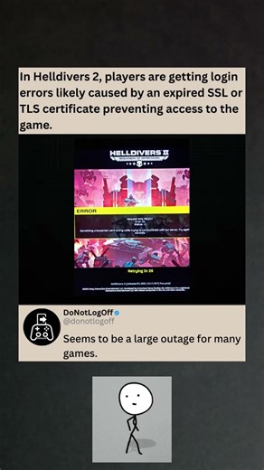 Helldivers 2 Players Hit Login Errors As Possible Server Issue Locks Them Out #helldivers2