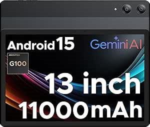 DOOGEE Tab E3 Pro 13 inch Android Tablet,11000mAh Large Battery,Helio G100 Octa Core Android 15 Tablet,32GB+256GB with Gemini AI,90Hz Display Gaming Tablets,13MP+8MP,7.9mm Ultra-Thin Body,Face Unlock