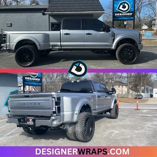 Tuxedo Wrap on this 2025 Ford F450 Super Duty Dually Beast by Designer Wraps
