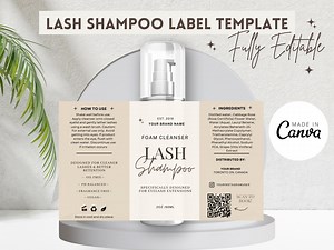 Lash Shampoo Label Template, DIY Eyelash Extension Cleanser (digital Download) - Etsy