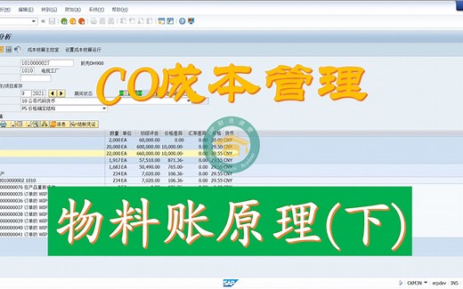 SAP CO成本管理 物料账原理（下）