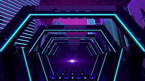 Futuristic Retro City and Tunnel Animation Loop
