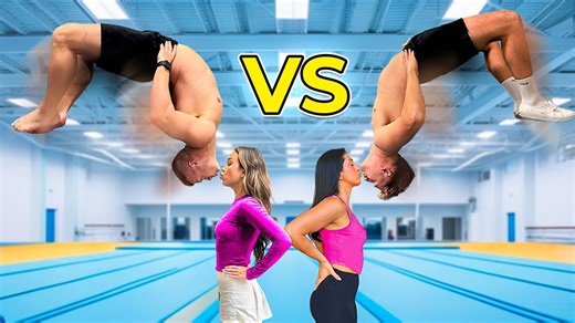 Watch couples compete in a gymnastics skills challenge