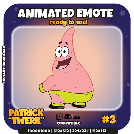 Animated Twerking Patrick Emote for Twitch/discord (instant Download GIF Files) - Etsy