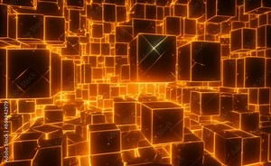 Mining Rig Operation: Show a brief clip of a Bitcoin mining rig in action, with blinking lights and whirring fans, highlighting the mining process.