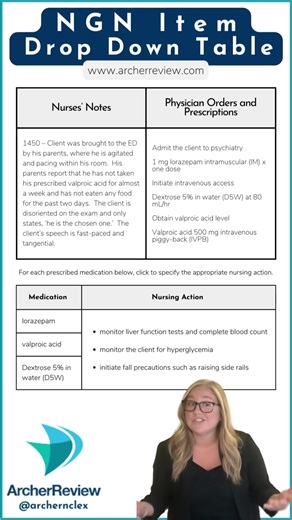 5.5K views · 264 reactions | ✨ NGN Question of the Week! ✨ Practice an NGN Drop Down Table question with Morgan! Hundreds of practice NGN items are available for you at www.archerreview.com - prices for our Qbank start at just $59  #nclexquestion #ngn #nclexquestionoftheday #nclexrnprep #nextgenerationnclex #nextgennclex | Archer NCLEX Review | Facebook