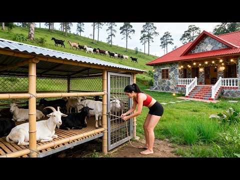 TIMELAPSE -- Building a Durable Goat Pen with Iron Mesh, Wooden Floor and Metal Roof | Step by Step