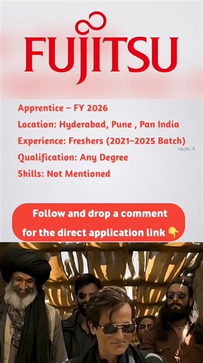 Raaj KB on Instagram: "Fujitsu is Hiring 🚀 . Apprentice – FY 2026 Location: Pune, Chennai, Noida, Bangalore, Hyderabad Experience: Freshers (2021–2025 Batch Only) Qualification: Bachelor’s / Engineering Graduate (AICTE / DOTE / DTE / Govt Approved Institutes) Skills: Good Communication, Learning Aptitude, Flexibility, Basic Technical Knowledge Work Mode: Mandatory Work From Office Note: No Relocation Support | No Visa Sponsorship . Eligibility Criteria: • Graduation Year: 2021, 2022, 2023, 2024