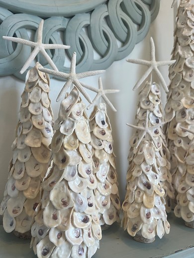 10” Handmade Oyster Shell Tree: Coastal Christmas Decor With Starfish Topper (height Includes Topper) - Etsy